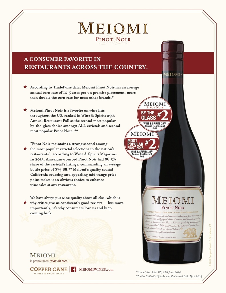 Pinot Noir, Meiomi La Boutique Du Vin